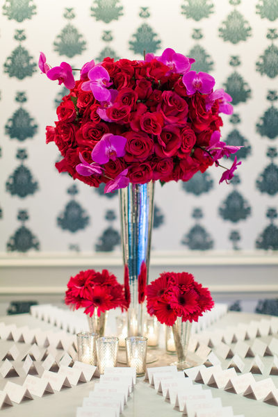Place Card Table with Flowers and Candles