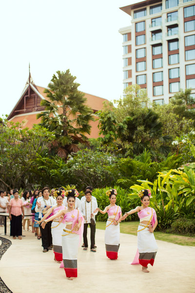 Thai Folk Dancers Lead Groom's Engagement Parade