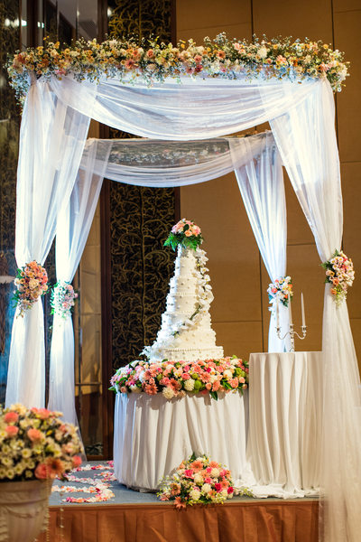 Flower Garland and Bouquets Decorate Canopy