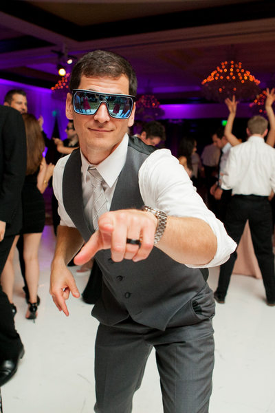 Groom Wears Sunglasses on Wedding Reception Dance Floor