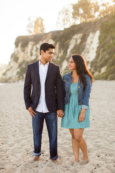 Portrait of Engaged Couple at Paradise Cove in Malibu