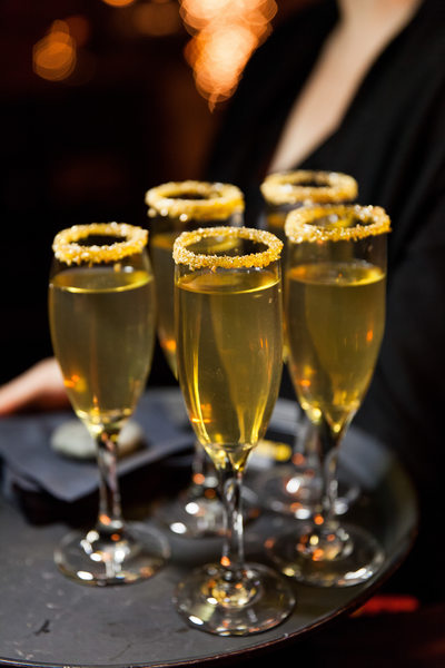 Gold Sugar Rimmed Champagne Glasses