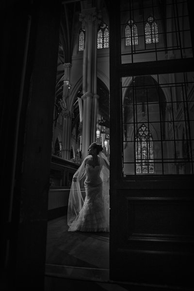 Stunning Bride at the Cathedral of Holy Cross Boston