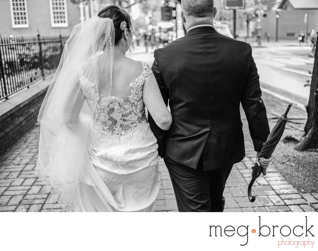 Wedding Photojournalism Bride and Groom Walk together