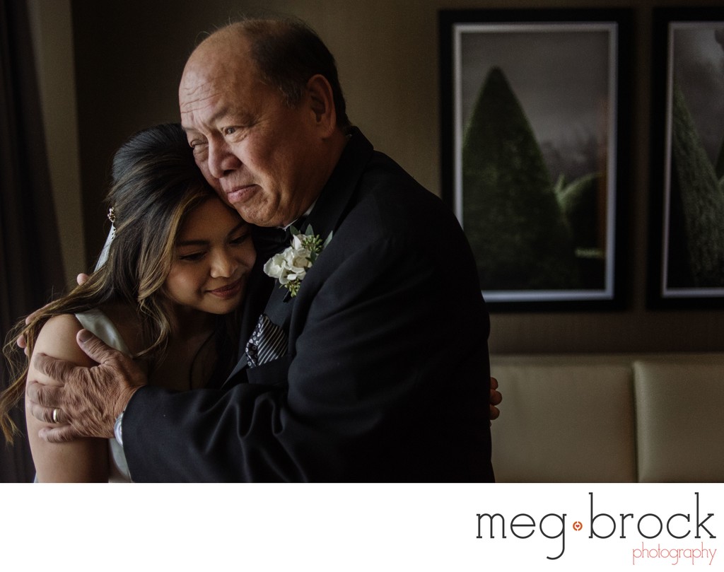 Father and Daughter Share a hug after their first look 