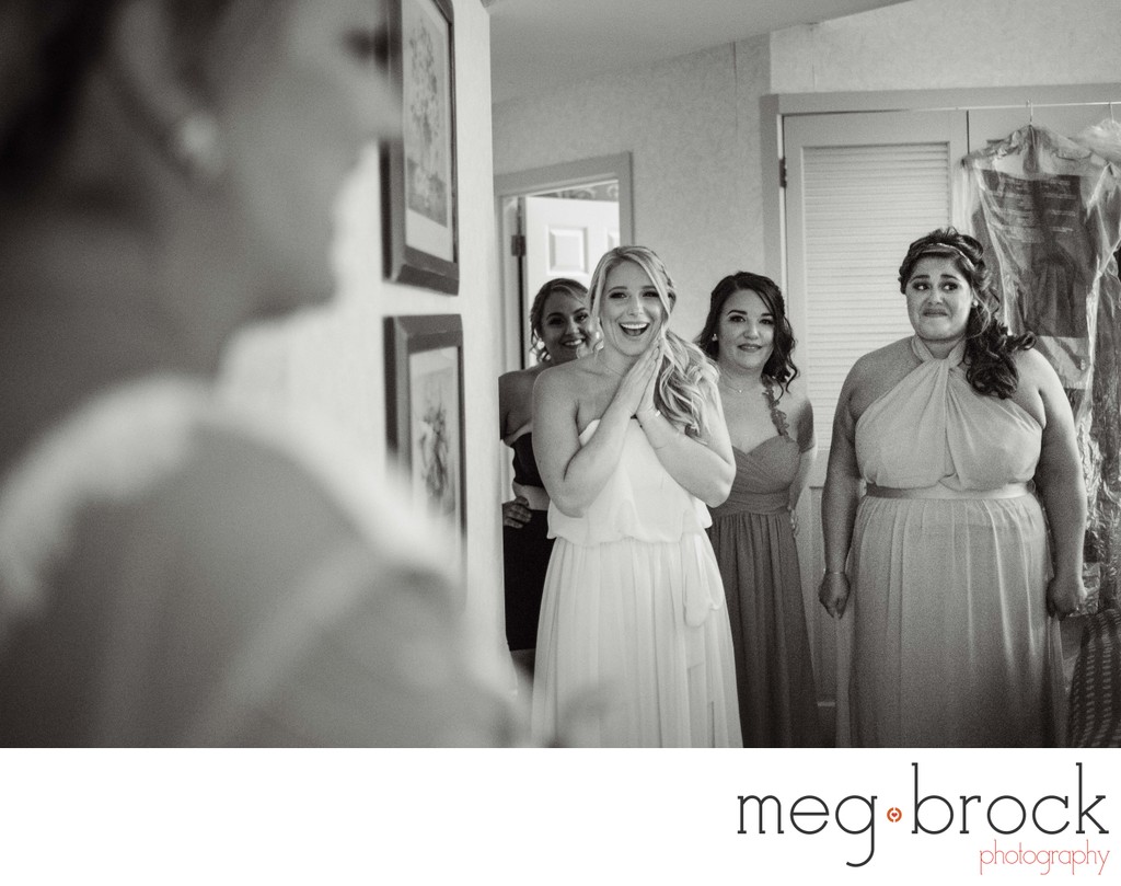 Bridesmaids React Happily To Seeing Bride 