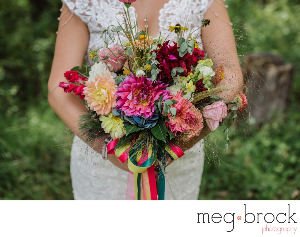 Colorful Bridal Bouquet Best PA Wedding Photographer 