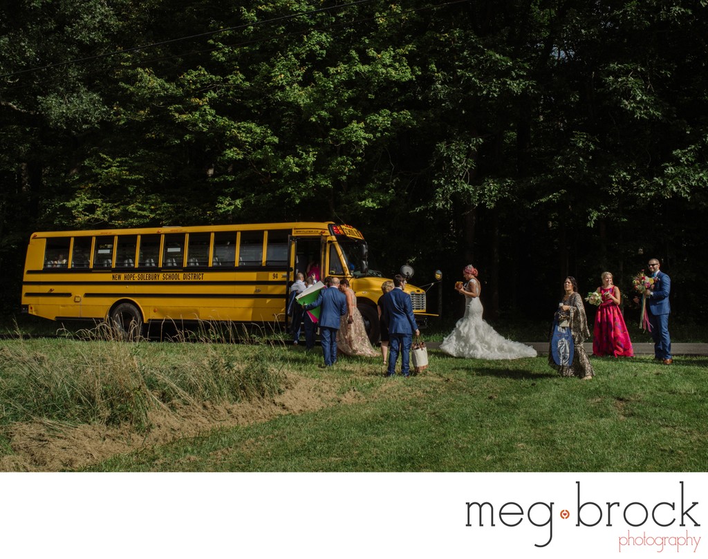 School Bus For Bridal Party New Jersey Wedding 