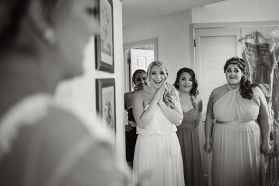 Bridesmaids React Happily To Seeing Bride 