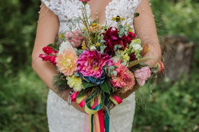 Colorful Bridal Bouquet Best PA Wedding Photographer 