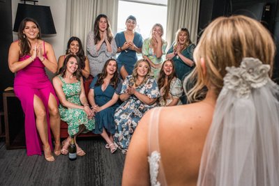 First Look With Bridesmaids and Friends 