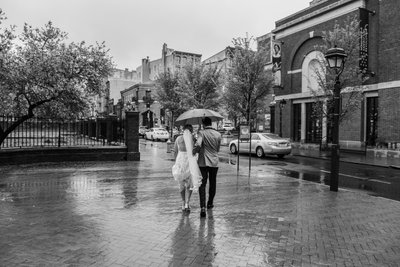 Philadelphia Rainy Day Wedding Bride and Groom