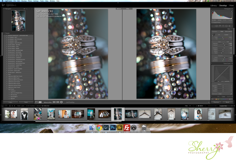macro ring shot before and after lightroom retouch