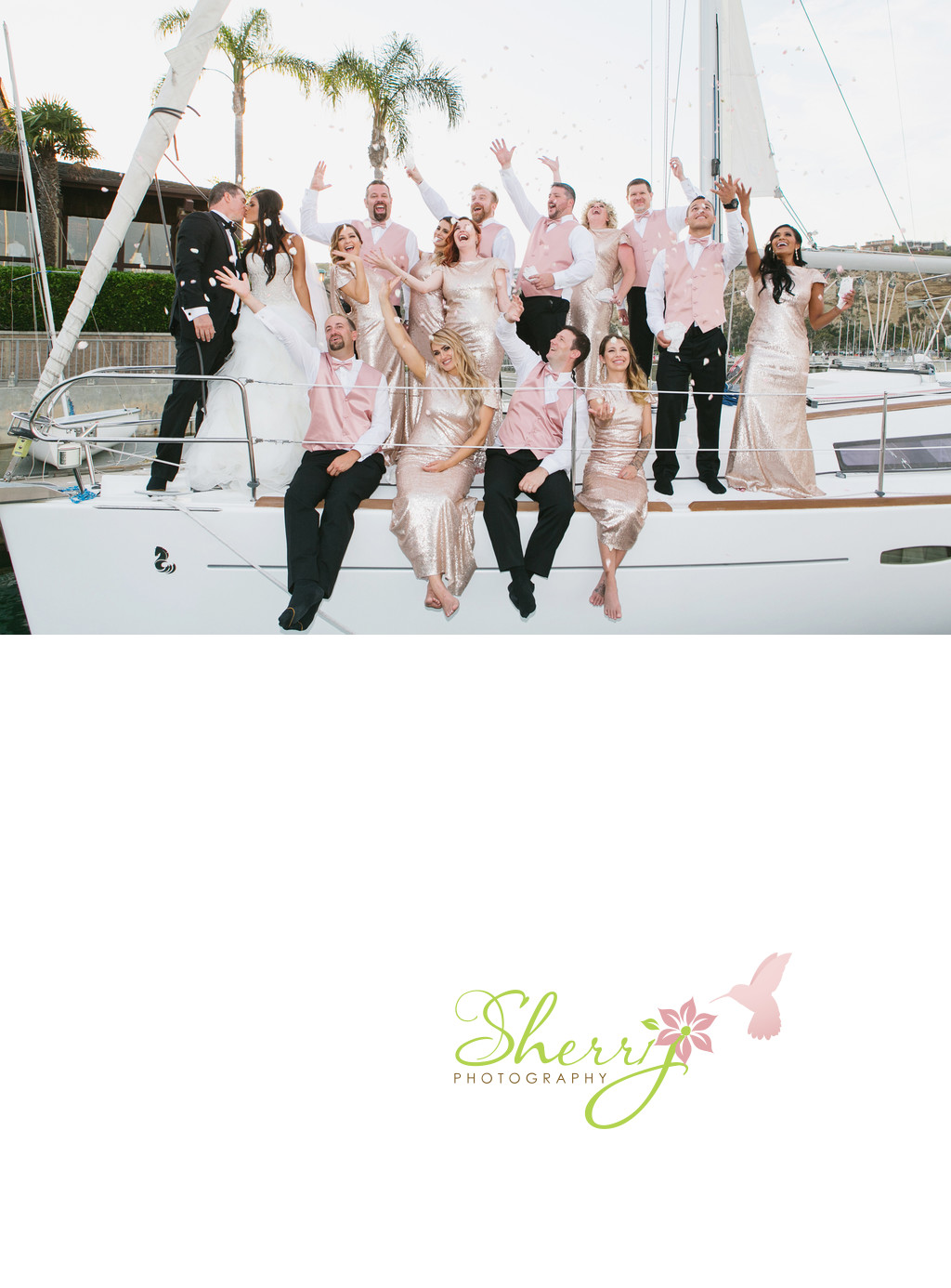 bridal party on a boat