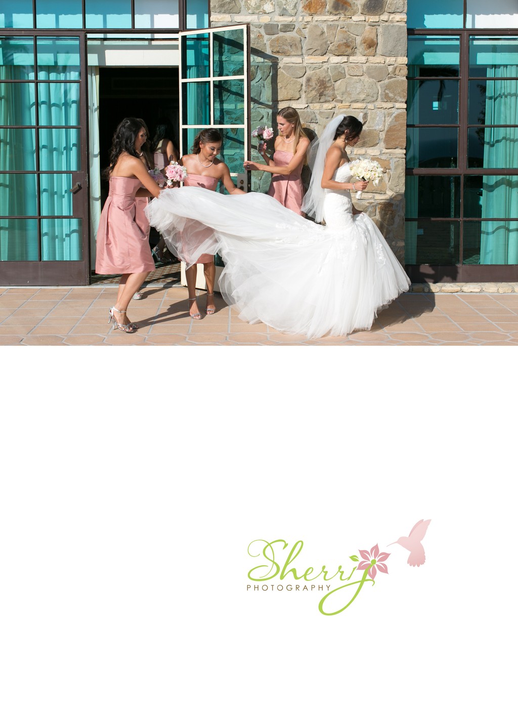 bride prep with bridesmaids 