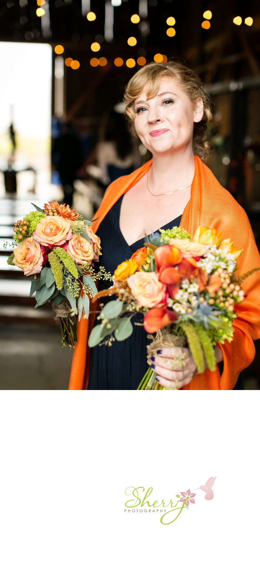 orange wedding bridesmaid