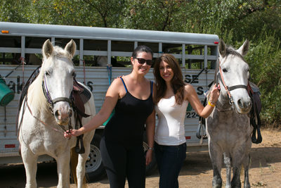 Sherri Johnson and Dr Lamees Khorshid horseback riding