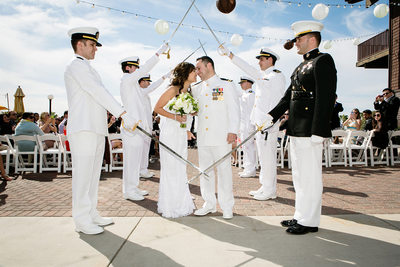 military wedding arch of sabers