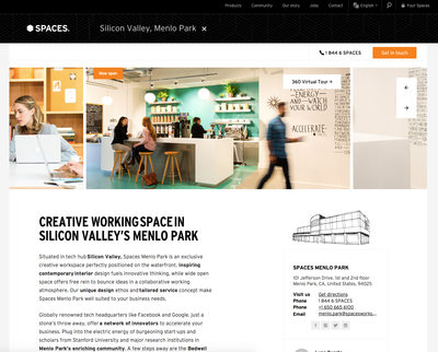 Spaces Menlo Park refresh bar website