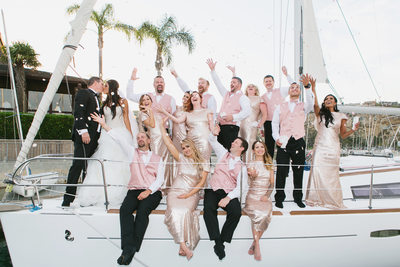 bridal party on a boat
