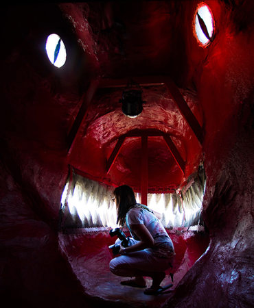Sherri in the jaws of T-Rex Palm Springs