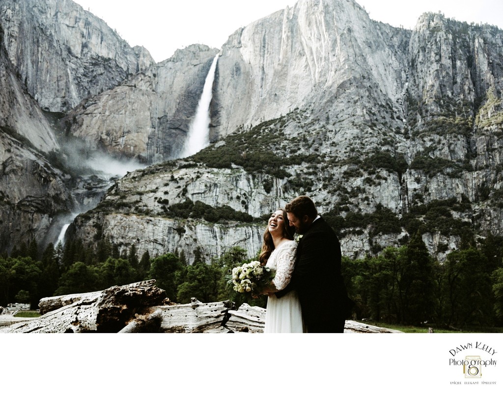 Bride and Groom with Yosemite Falls
