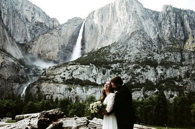 Bride and Groom with Yosemite Falls