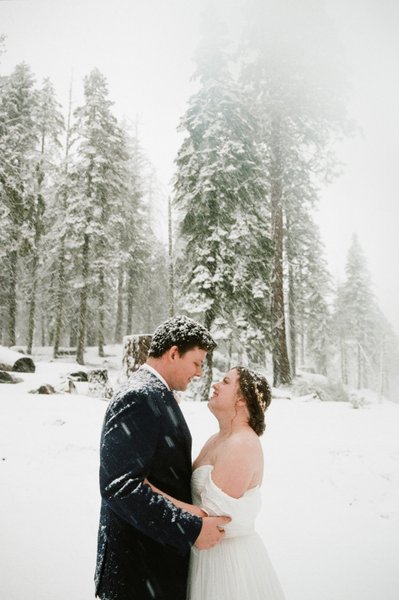 wedding portrait in the snow