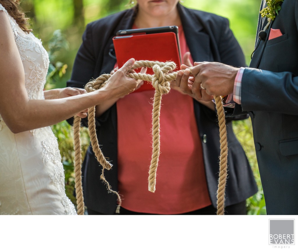 Bride & Groom Tying The Knott- Literally- during their Wedding 