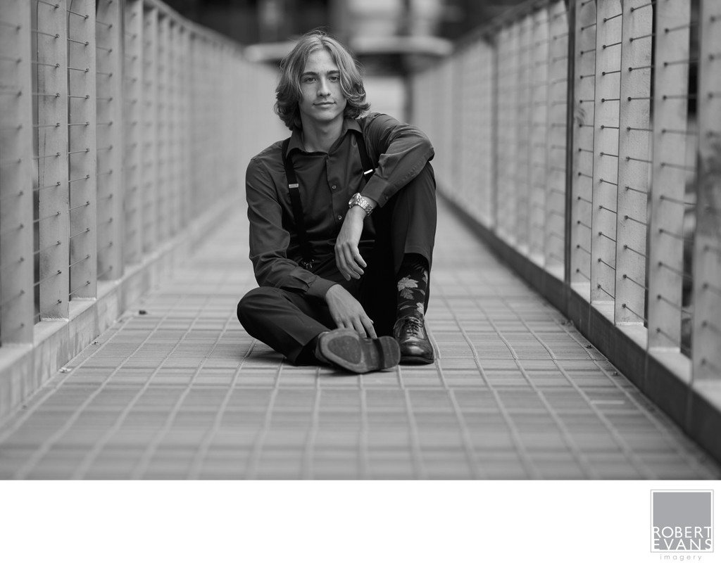 Depth of field bring you right to this male subjects urban senior portrait.