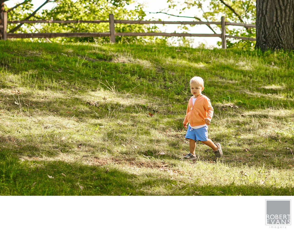 Individual boy in autumn field