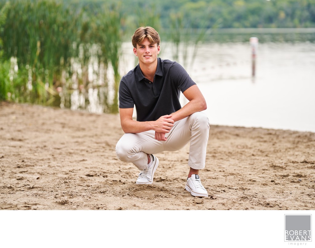 Minnetonka High School Senior Portrait Near Lake in Excelsior