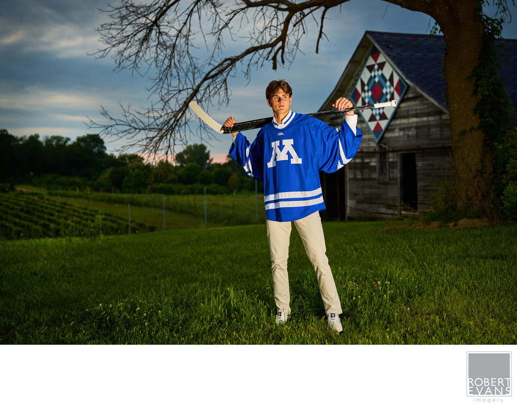 Minnetonka High School Senior Portrait Of Hockey Goalie