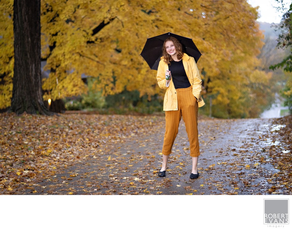 Autumn Portrait with Umbrella in Minnesota
