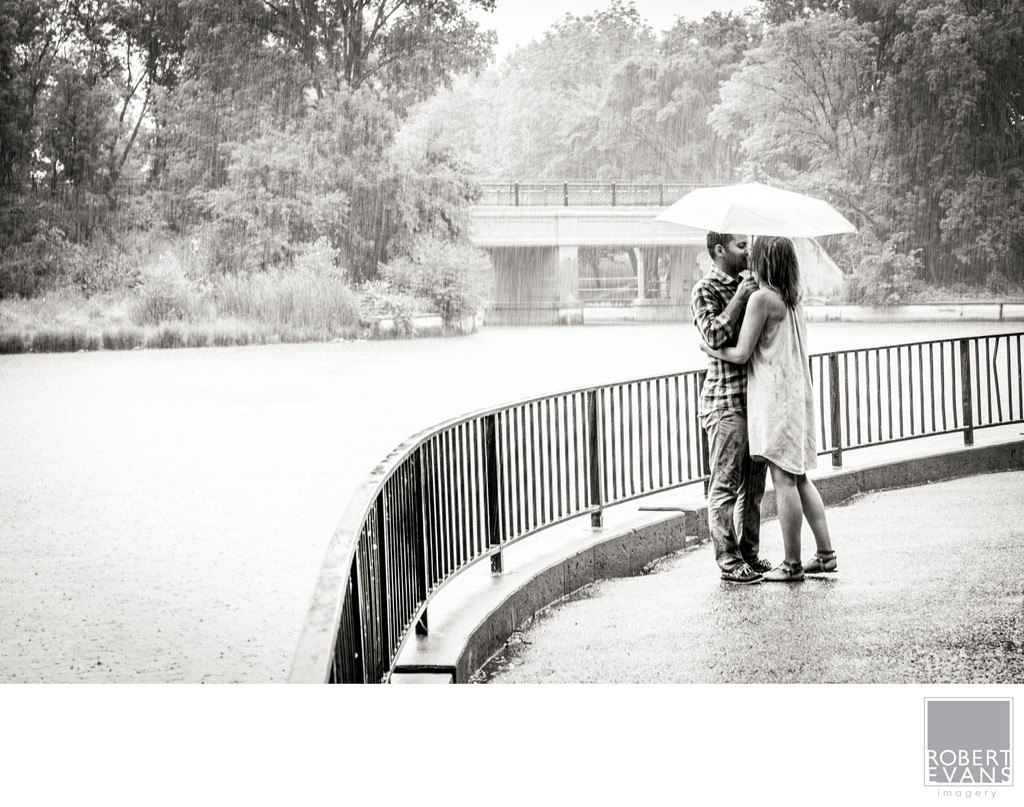Romantic Rainy Day Couple Portrait
