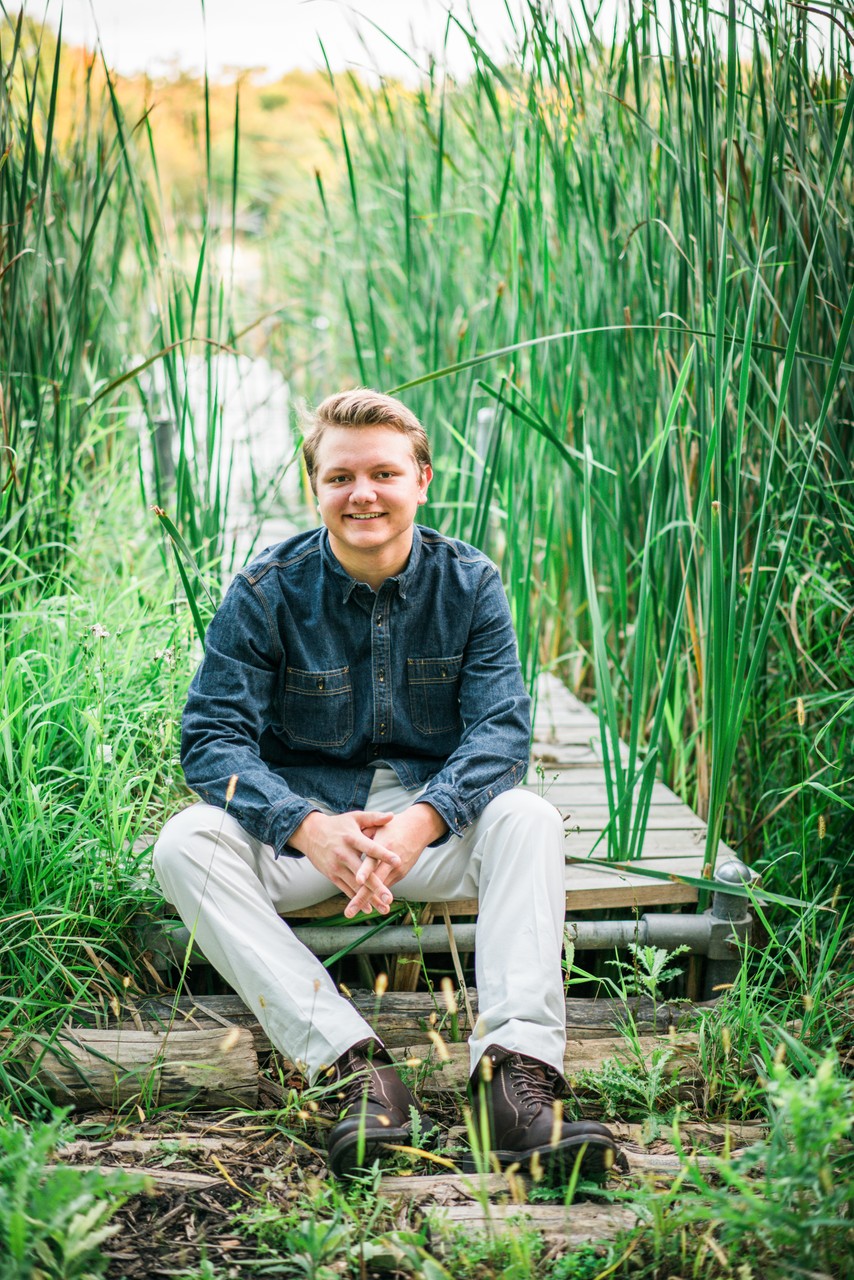 Lake dock senior portrait Excelsior Minnesota