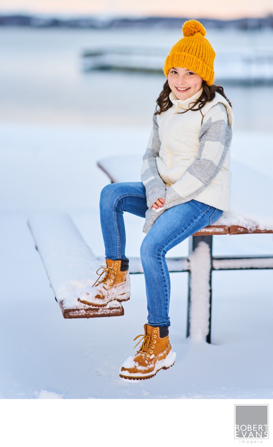 Winter Portrait on a Snow-Covered Lake