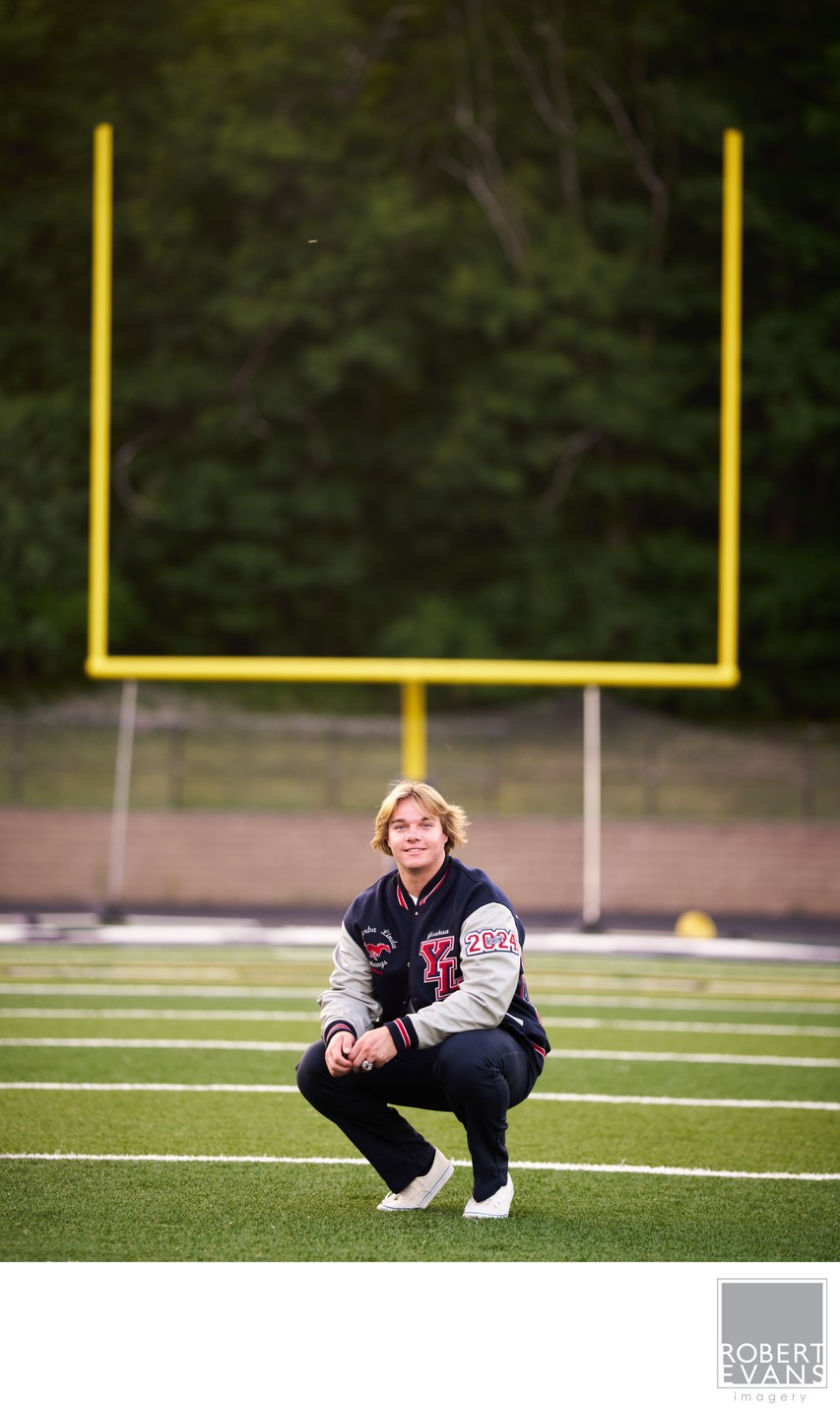 Yorba Linda Mustangs Football Player in his Letterman's jacket
