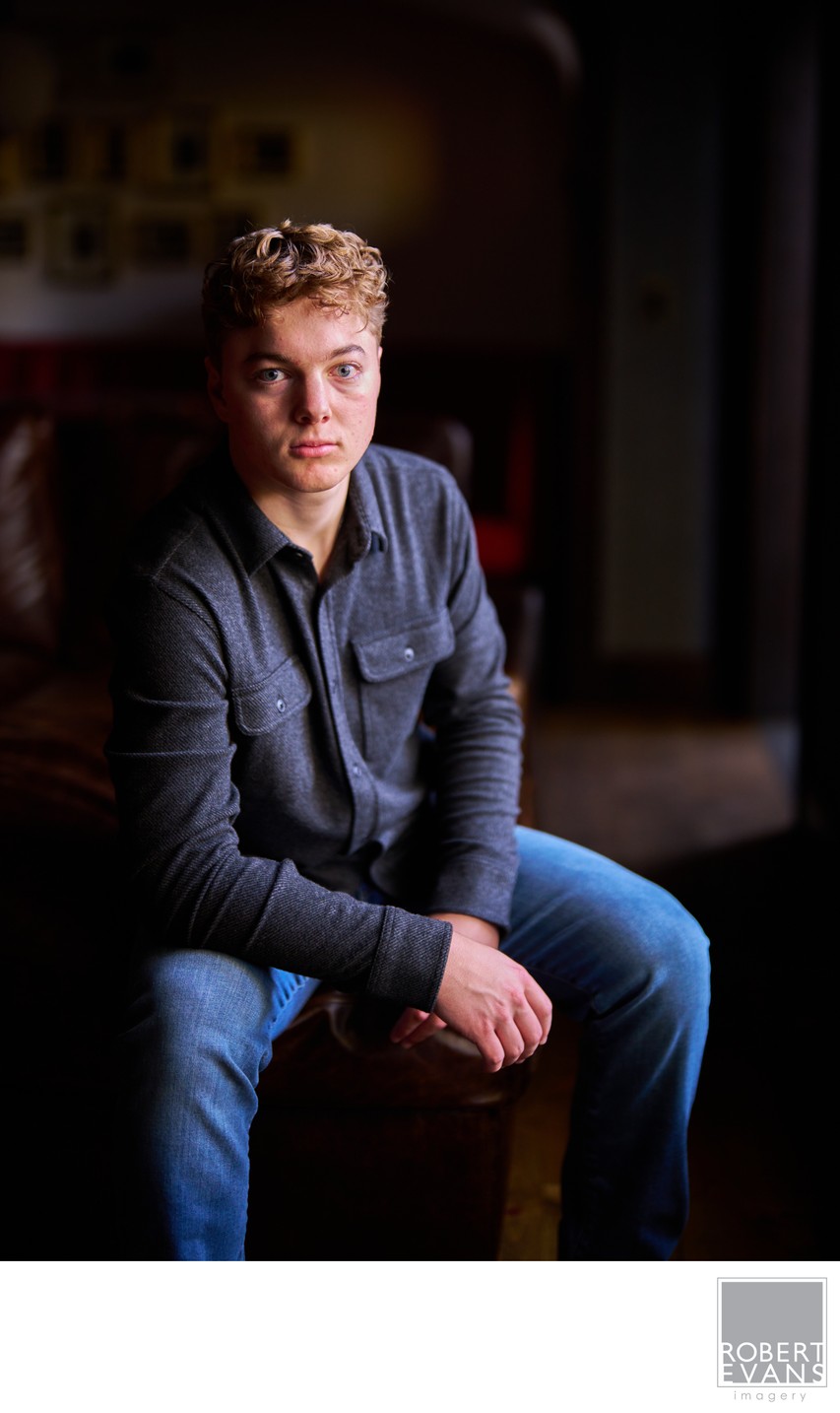 Natural light in-home senior portrait