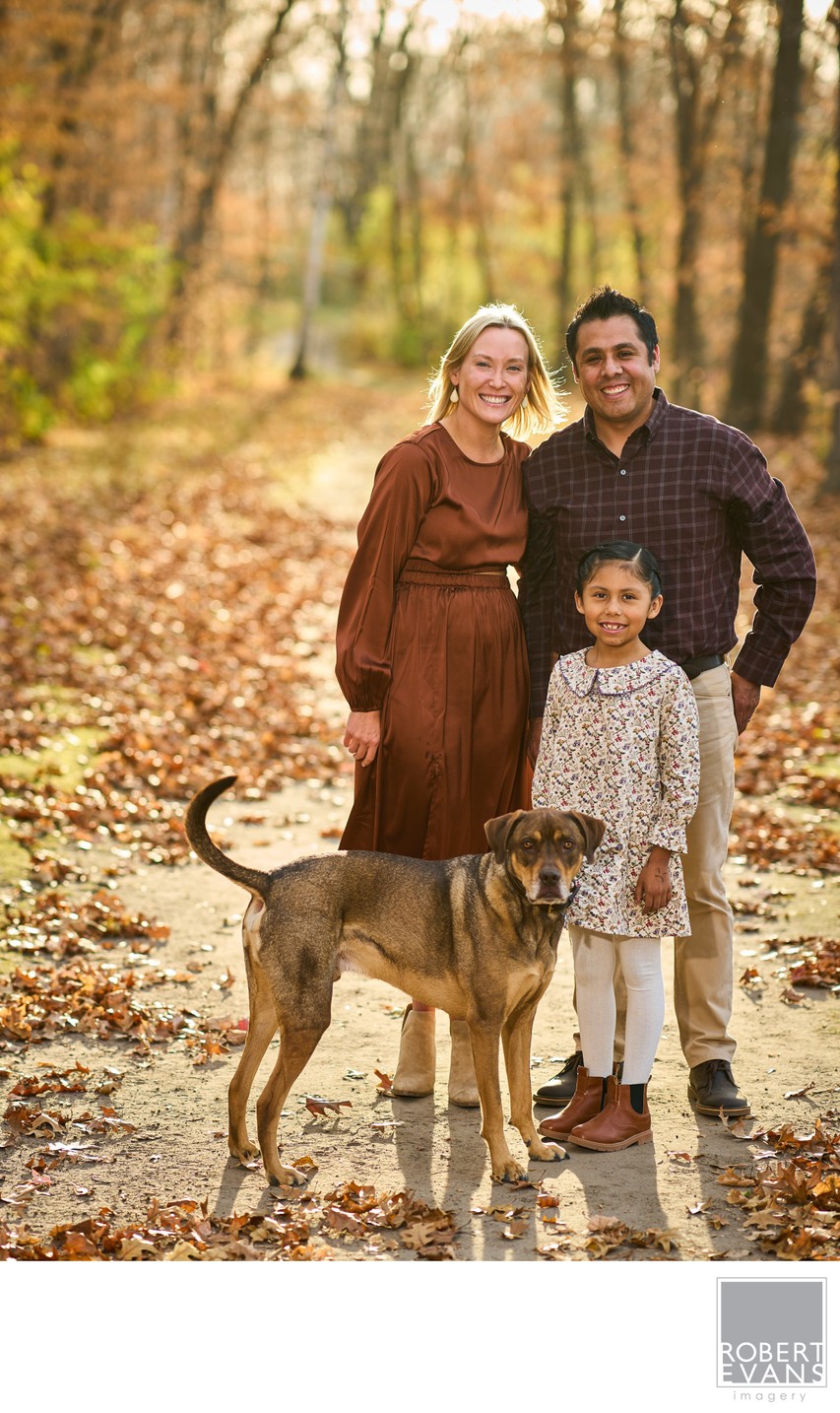 Fall Family Portrait with Dog in Minnesota