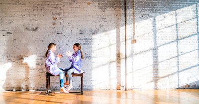 Candid Sisters Portrait in Natural Window Light