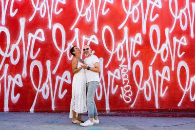 Wedding Vow Renewal at The Love Wall in Los Angeles