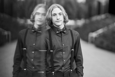 Male Senior Portrait with a great reflection Minneapolis Sculpture Garden