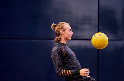 Soccer senior portrait session Guthrie Theater Minneapolis