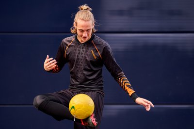 Soccer senior portrait session, Guthrie Theater Downtown Minneapolis