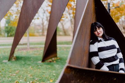 Female senior portrait near St. Anthony Main 