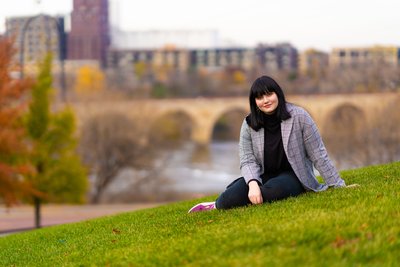 Stone Arch Bridge senior portrait downtown Minneapolis