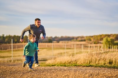 Father and child running