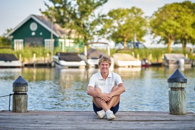 Wayzata Senior Portrait on a dock near Wayzata Beach, MN
