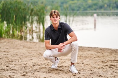 Minnetonka High School Senior Portrait Near Lake in Excelsior